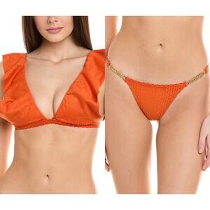 ViX Orange Scales Liz Bikini Top D & Ingrid Bottom L 2-Piece Swim Set